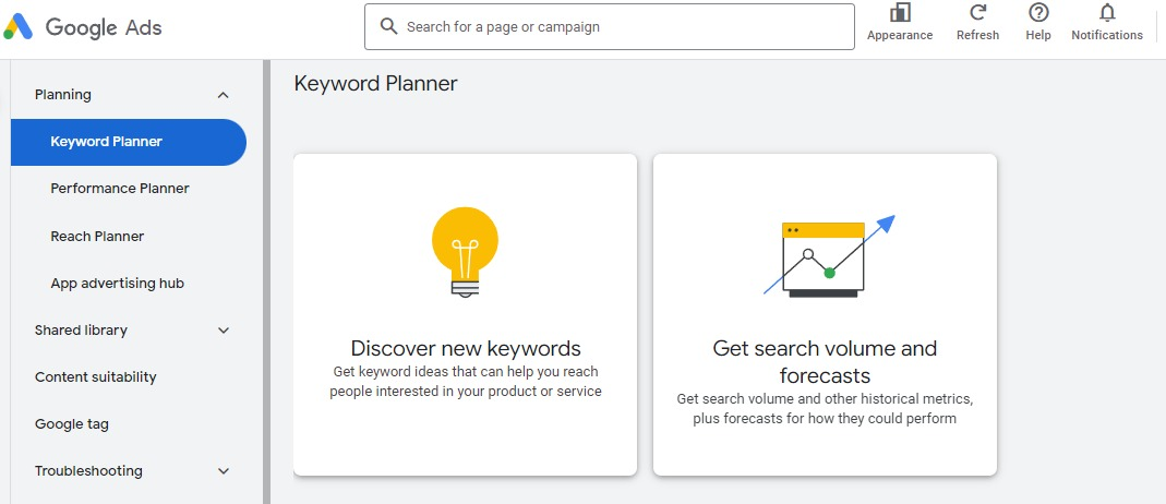 ابزار Keyword Planner