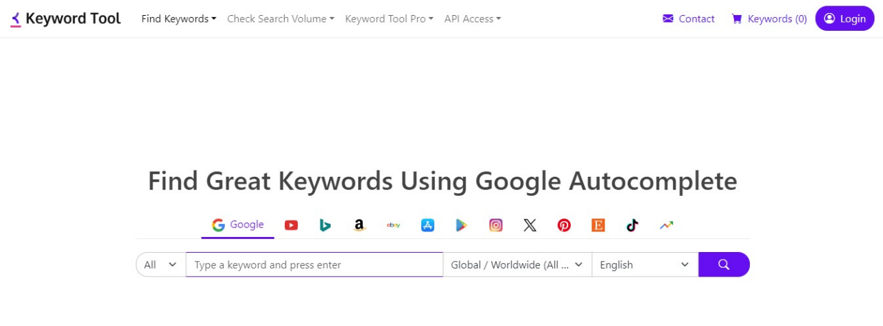ابزار Keywordtool ابزار Keywordtool
